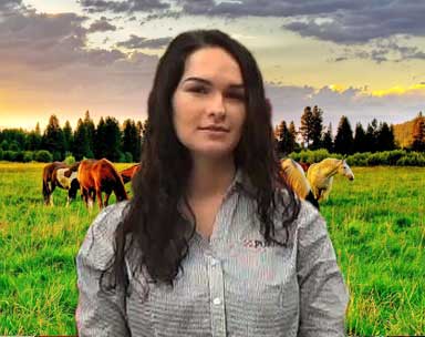 danielle johnson in a horse pasture